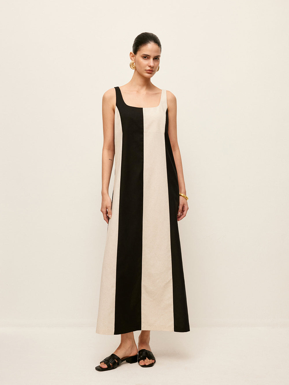 Cotton & Linen Striped Sleeveless Dress  Liora Lane Boutique Dresses