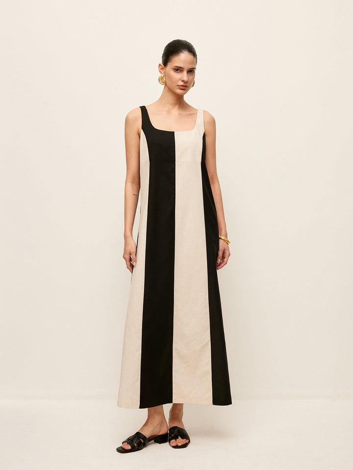 Cotton & Linen Striped Sleeveless Dress  Liora Lane Boutique Dresses