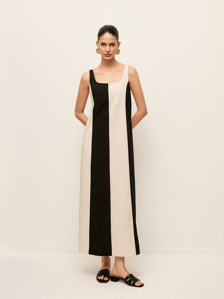 Cotton & Linen Striped Sleeveless Dress  Liora Lane Boutique Dresses