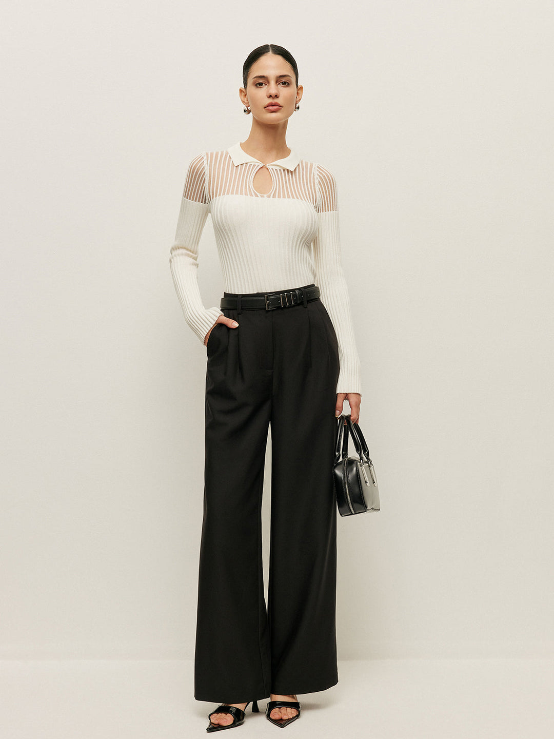 Ribbed Keyhole Collar Top  Liora Lane Boutique Sweaters