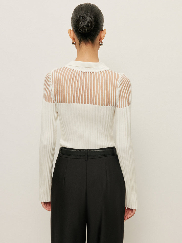 Ribbed Keyhole Collar Top  Liora Lane Boutique Sweaters