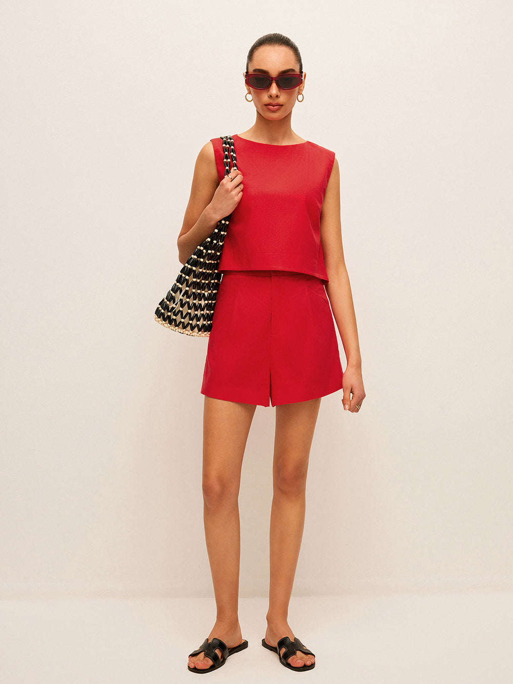 Cotton & Linen Sleeveless Top With Shorts Set  Liora Lane Boutique Short Sets