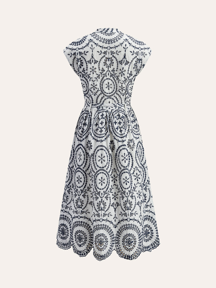 Embroidered V-Neck Belted Dress  Liora Lane Boutique Dresses