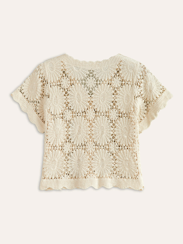 Crochet Floral Button-Front Cardigan  Liora Lane Boutique Cardigans