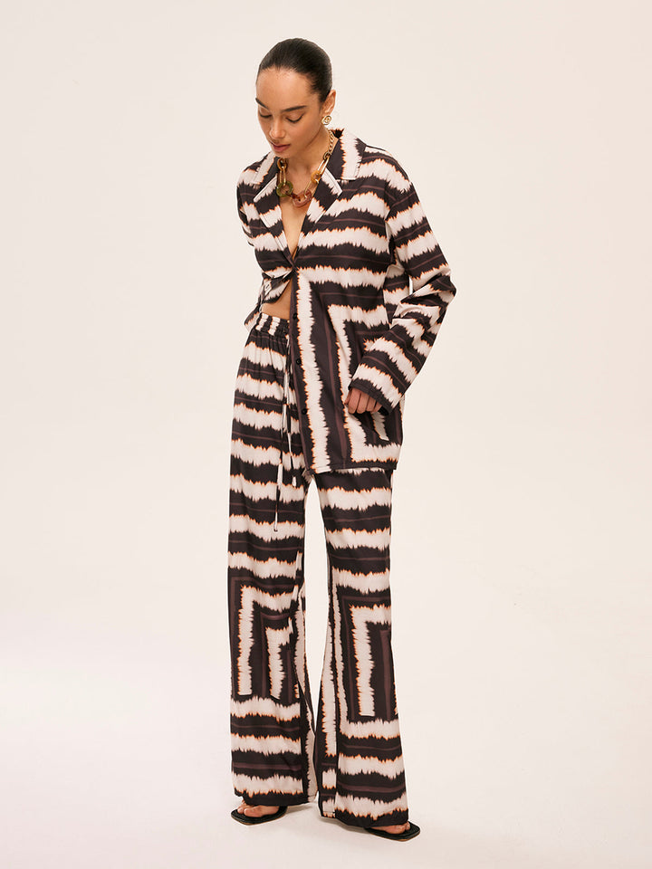 Geometric Color-Block Pants Set With Pockets  Liora Lane Boutique Pant Sets