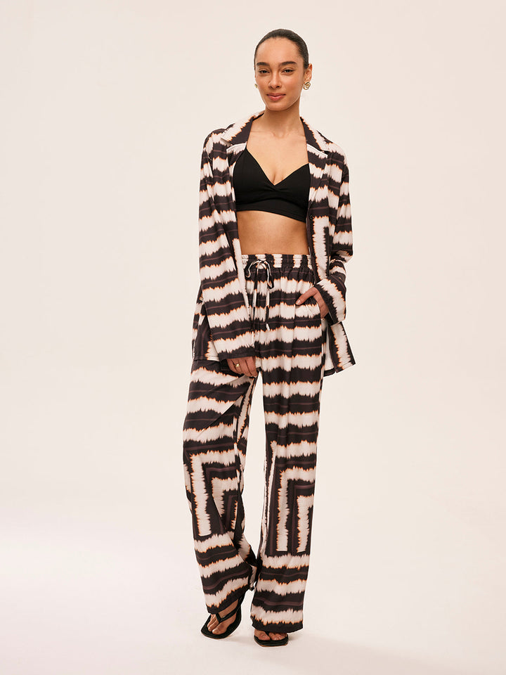 Geometric Color-Block Pants Set With Pockets  Liora Lane Boutique Pant Sets