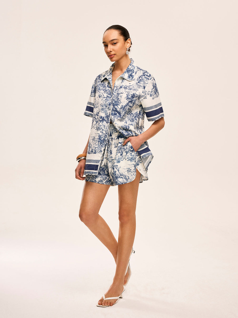 Printed Contrast Trim Shorts Sets  Liora Lane Boutique Short Sets
