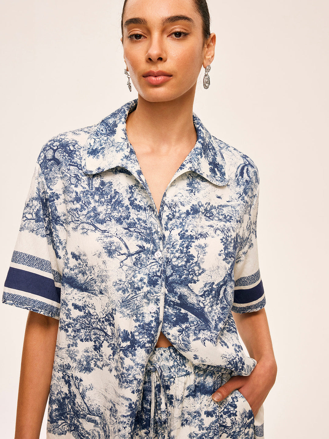 Printed Contrast Trim Shorts Sets  Liora Lane Boutique Short Sets