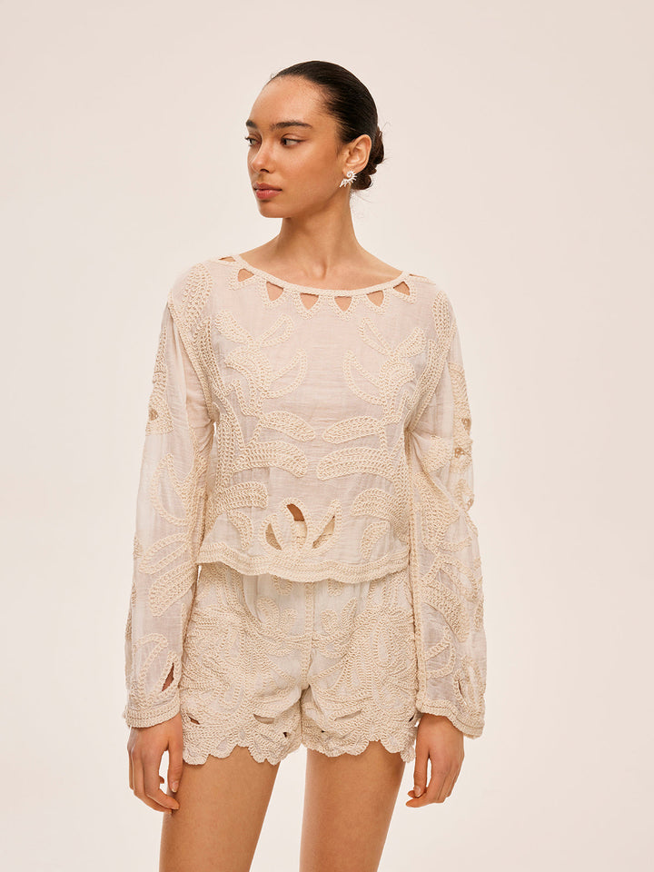Embroidered Cut-Out Shorts Set  Liora Lane Boutique Short Sets