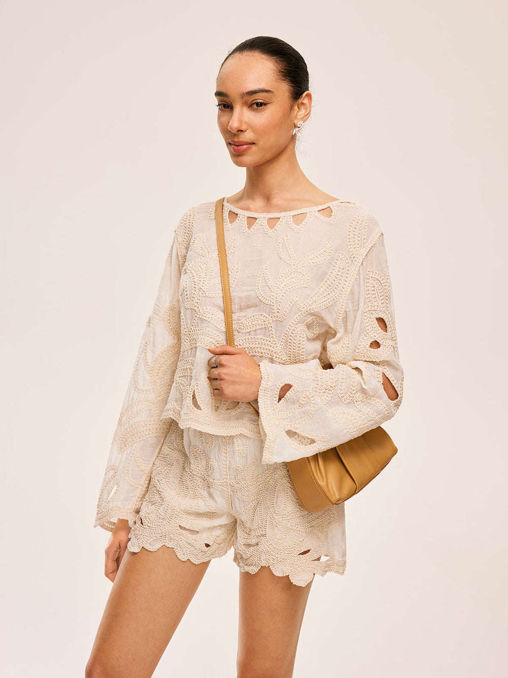 Embroidered Cut-Out Shorts Set  Liora Lane Boutique Short Sets