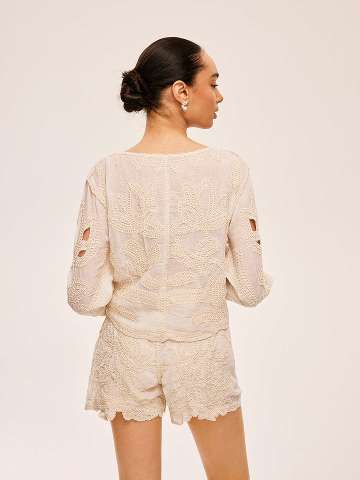 Embroidered Cut-Out Shorts Set  Liora Lane Boutique Short Sets