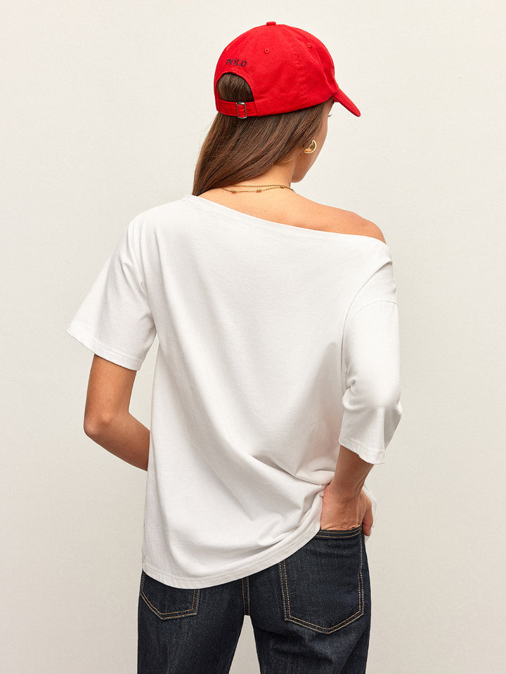 Cotton Off-Shoulder T-Shirt  Liora Lane Boutique T-Shirts