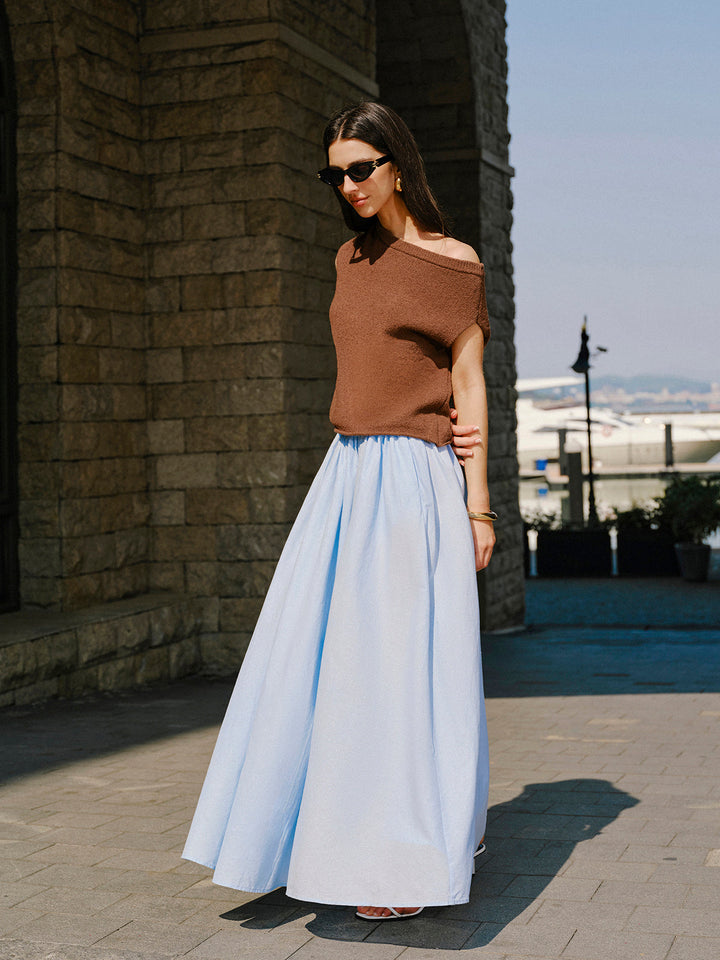 Cotton Off-Shoulder Knit Top  Liora Lane Boutique Knit Tops