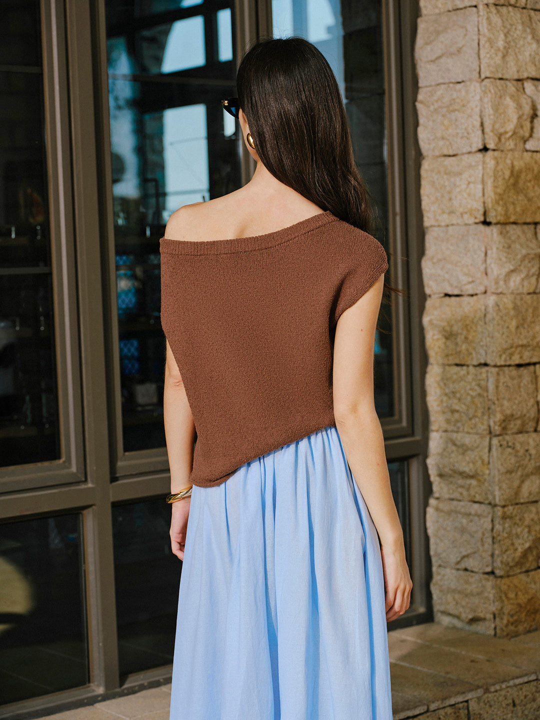 Cotton Off-Shoulder Knit Top  Liora Lane Boutique Knit Tops