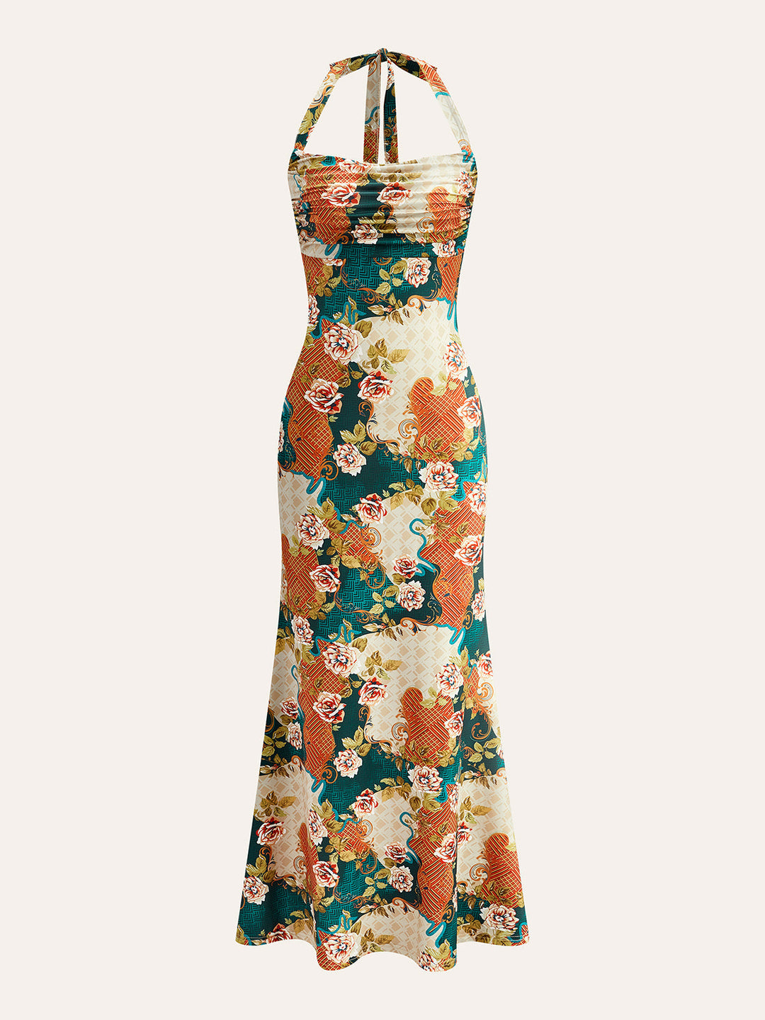 Halter Neck Back-Tie Floral Dress  Liora Lane Boutique Dresses Multicolor / XL 34.00