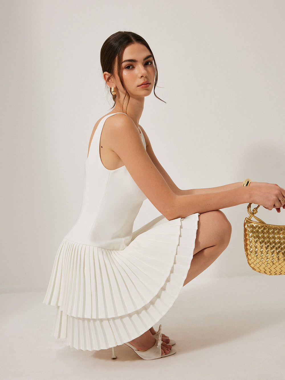 Square Neck Pleated Dress  Liora Lane Boutique Dresses