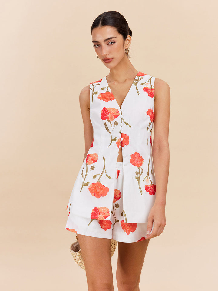 Floral Button-Front Shorts Set  Liora Lane Boutique Short Sets