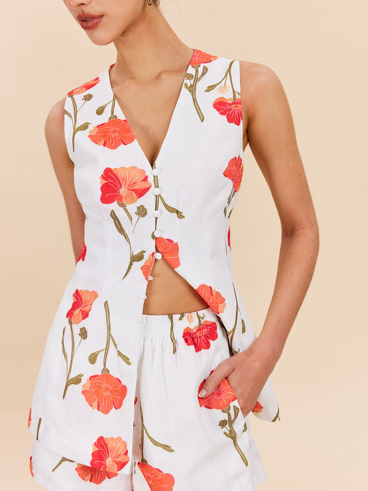 Floral Button-Front Shorts Set  Liora Lane Boutique Short Sets