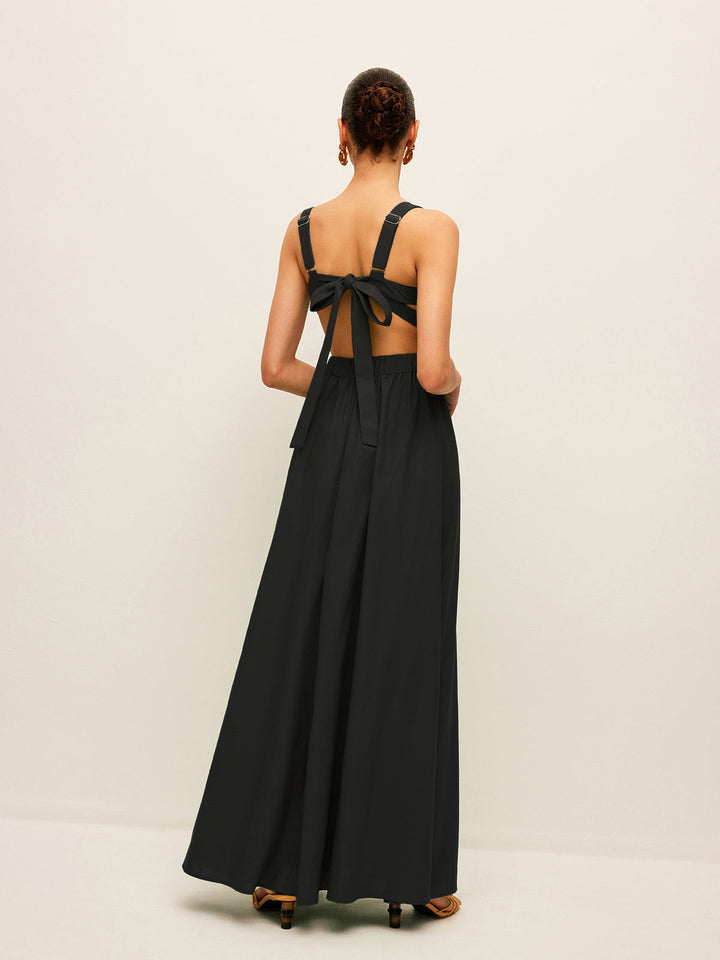 Cotton & Linen Back Tie Detail Dress  Liora Lane Boutique Dresses