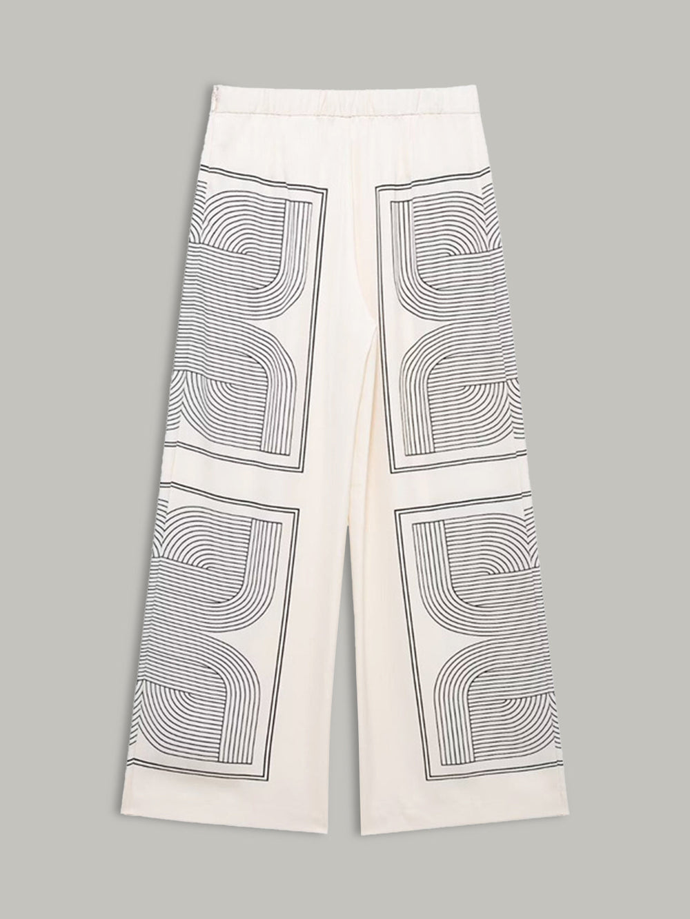 Mid-Waist Geometric Print Wide-Leg Pants  Liora Lane Boutique Pants