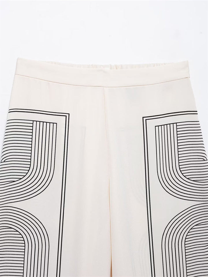 Mid-Waist Geometric Print Wide-Leg Pants  Liora Lane Boutique Pants
