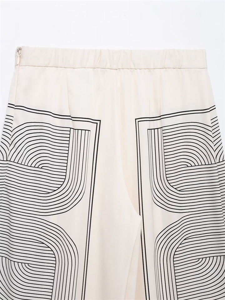 Mid-Waist Geometric Print Wide-Leg Pants  Liora Lane Boutique Pants