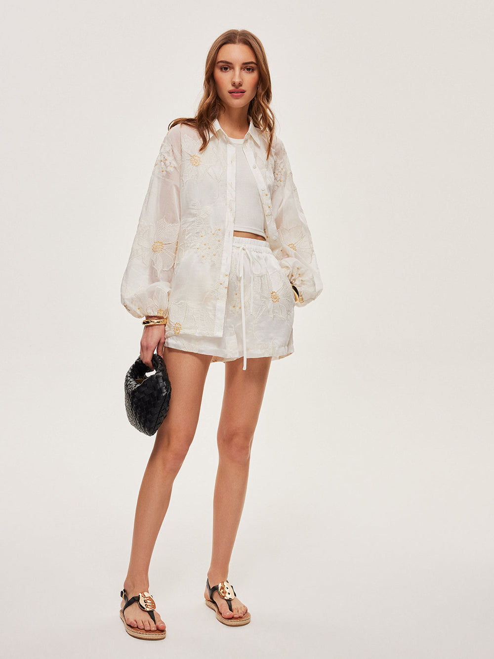 Semi-Sheer Floral Shorts Set  Liora Lane Boutique Short Sets