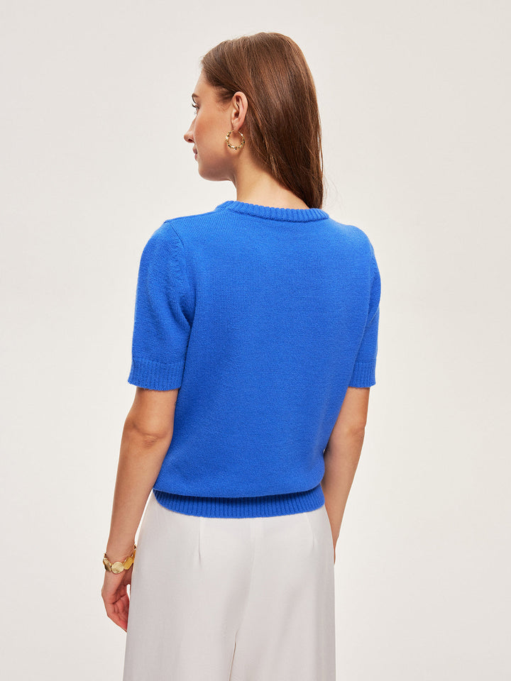 Knitted Short-Sleeve Top  Liora Lane Boutique Knit Tops