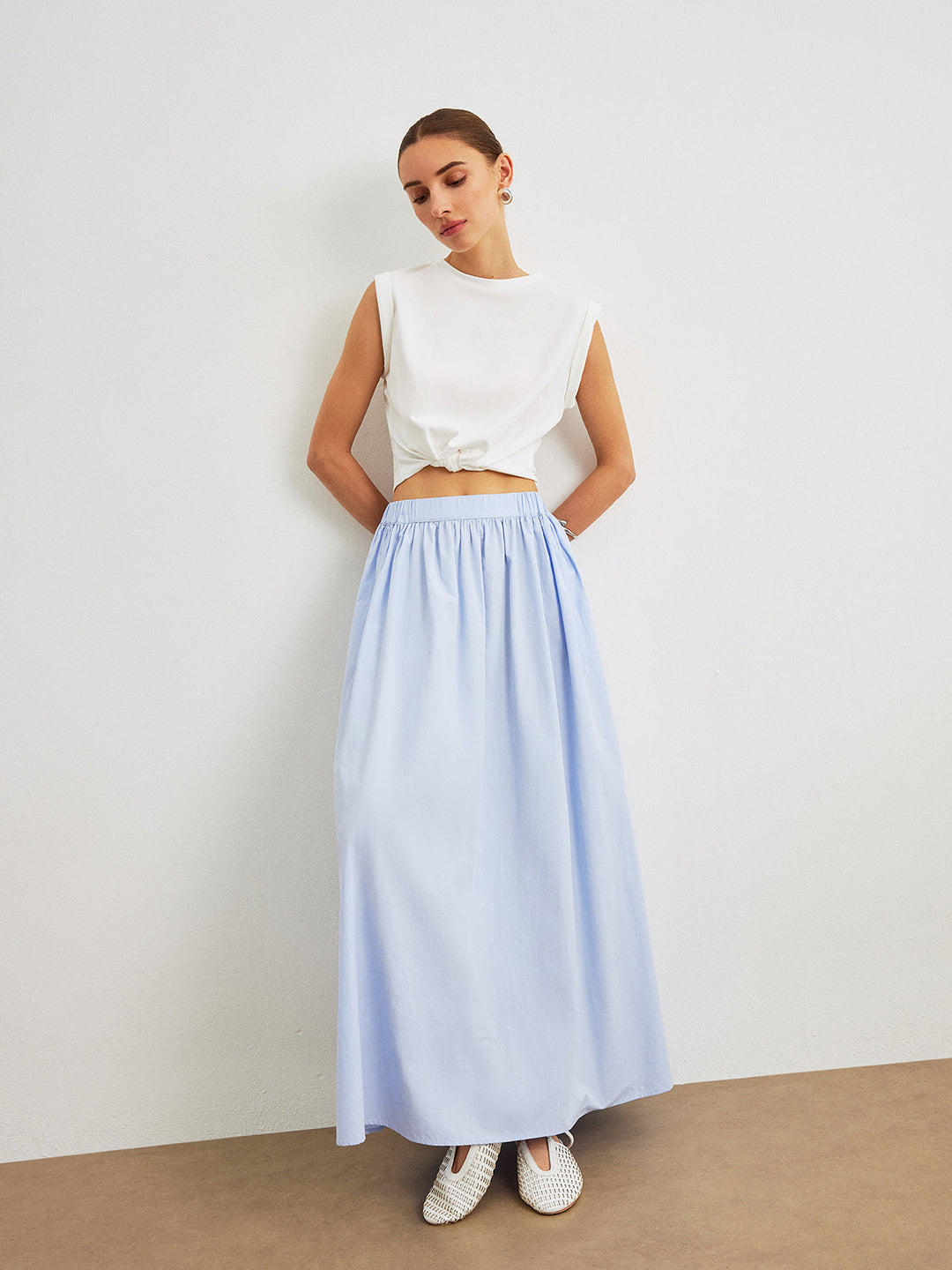 Cotton A-Line Skirt With Pockets  Liora Lane Boutique Skirts