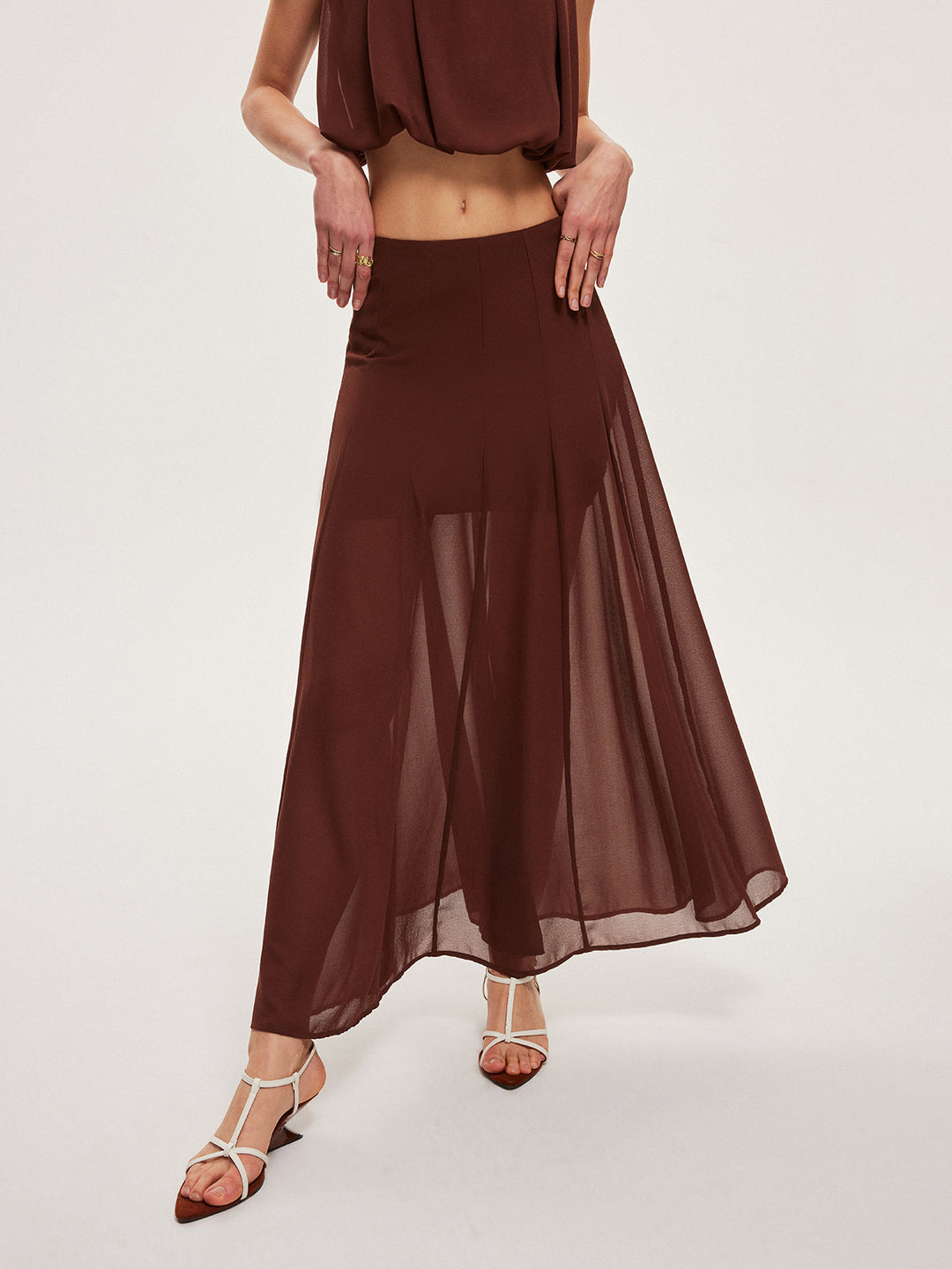 Chiffon Semi-Sheer A-Line Skirt  Liora Lane Boutique Skirts