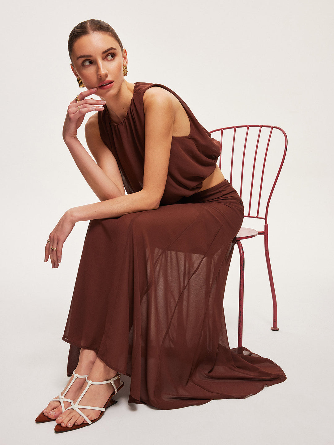 Chiffon Semi-Sheer A-Line Skirt  Liora Lane Boutique Skirts