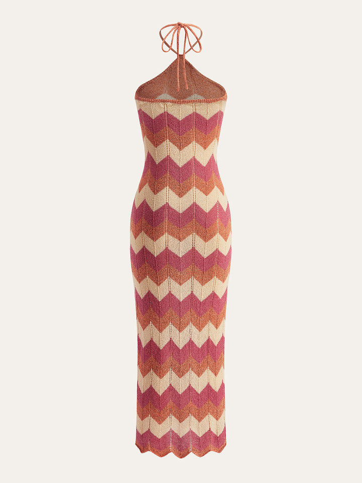 Color Block Halter Knotted Split Sweater Dress  Liora Lane Boutique Sweater Dresses