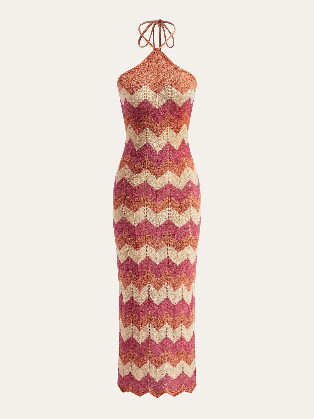 Color Block Halter Knotted Split Sweater Dress  Liora Lane Boutique Sweater Dresses OrangeRed / XL 121.99