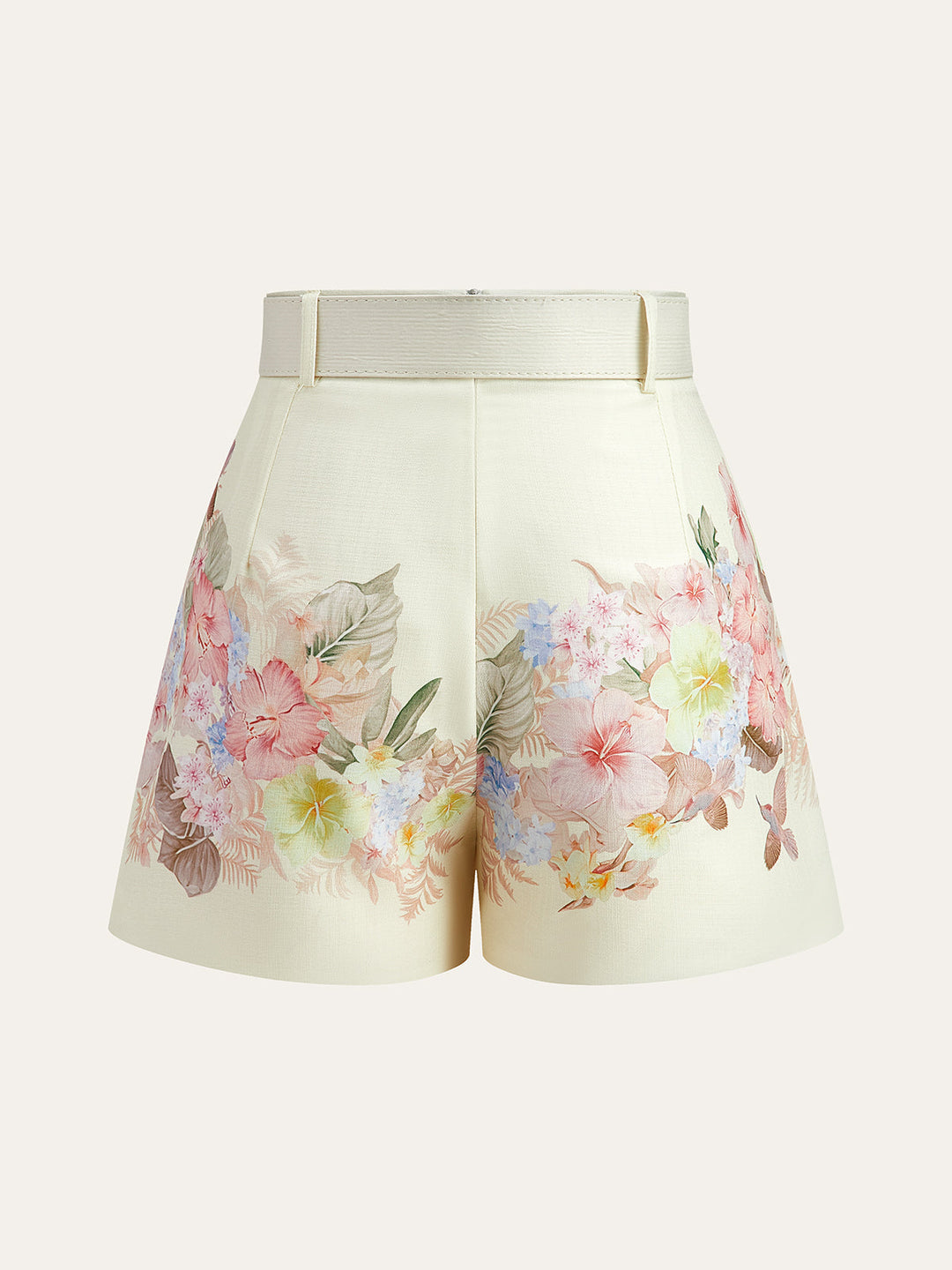 Floral Print Three-Piece Shorts Set With Belt  Liora Lane Boutique Short Sets