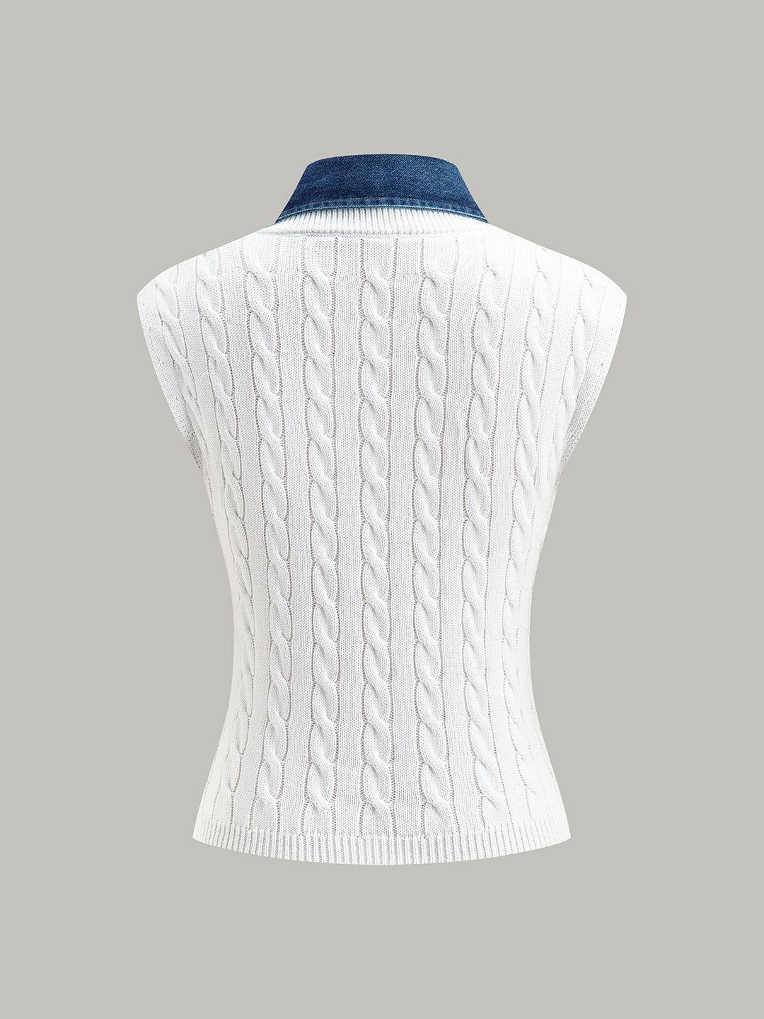 Cotton Denim Collar Knit Top  Liora Lane Boutique Sweaters