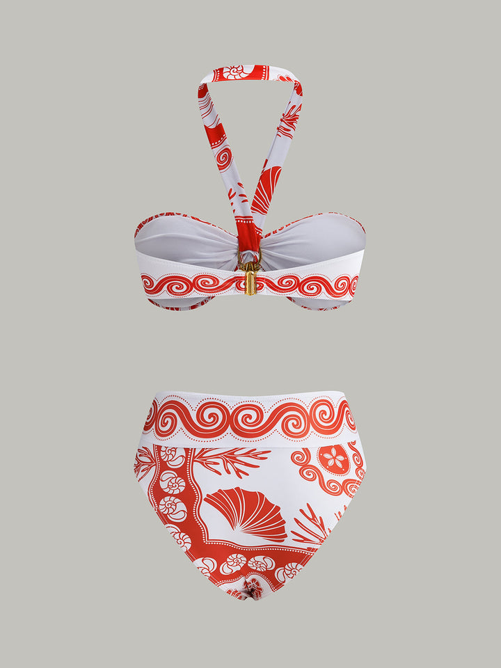 Halter Neck Print Bikini Set  Liora Lane Boutique Bikini Sets
