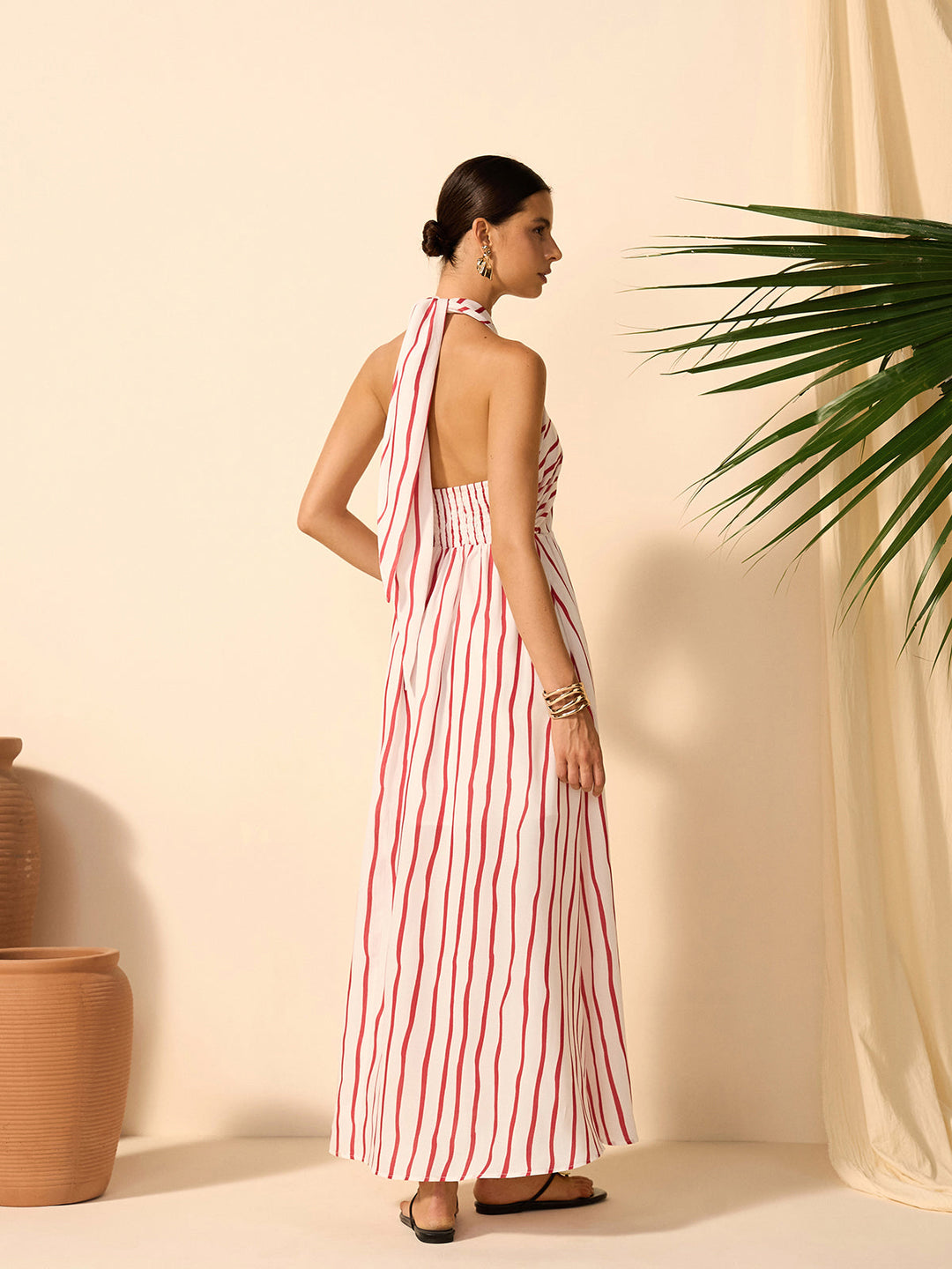 Striped Twist Halter Dress  Liora Lane Boutique Dresses
