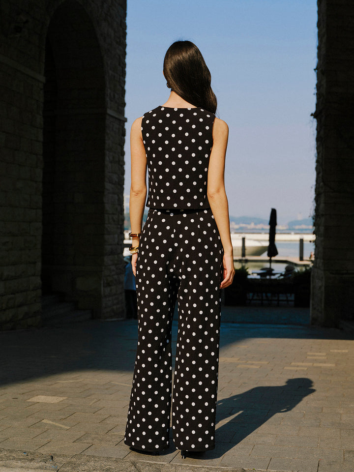 Cotton Polka Dot Vest With Pants Set  Liora Lane Boutique Pant Sets