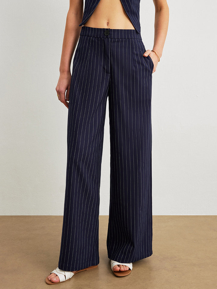 Pinstripe Pants Set With Pockets  Liora Lane Boutique Pant Sets