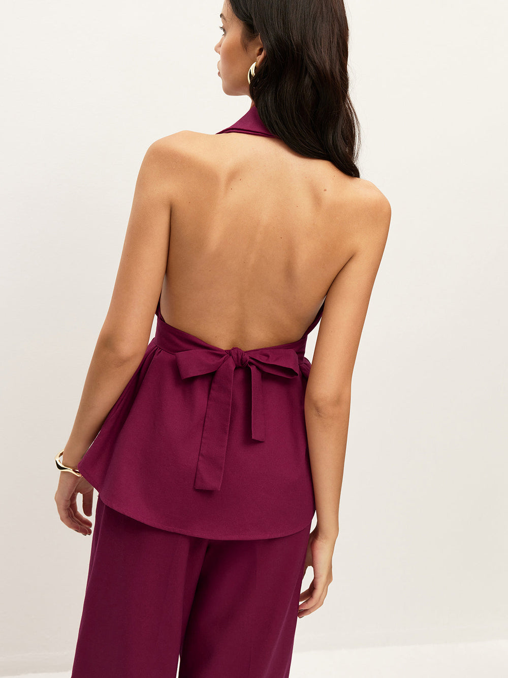 Halter Neck Belted Pocketed Pants Set  Liora Lane Boutique Pant Sets