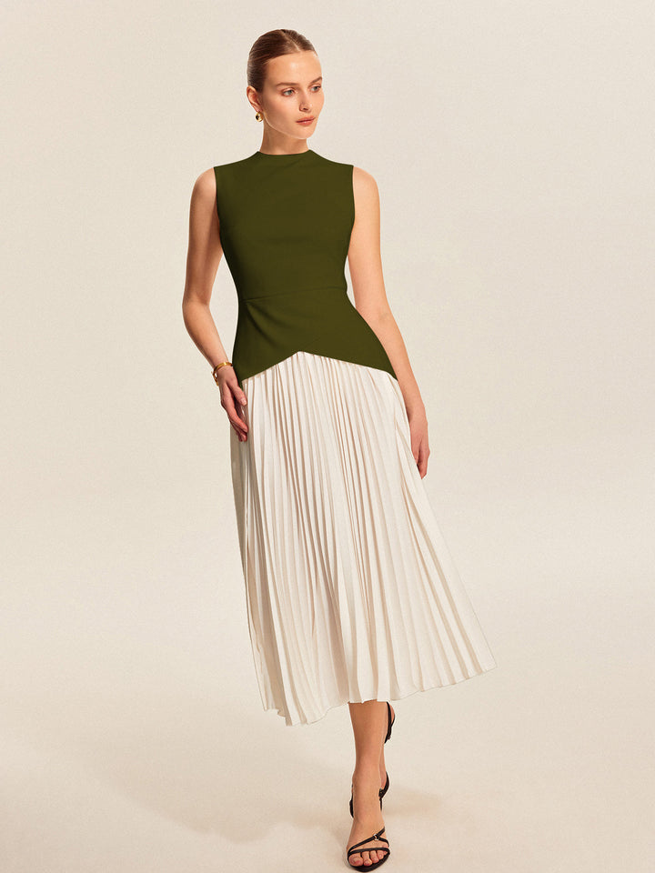 Sleeveless Pleated Dress  Liora Lane Boutique Dresses Green / XL 89.99
