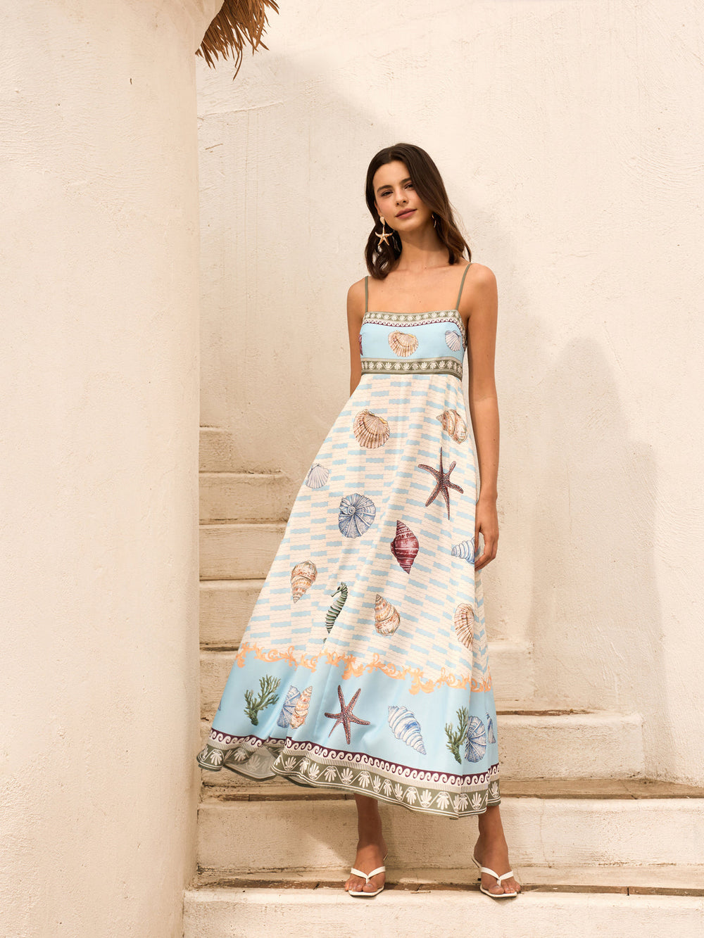 Seashell Print Cami Dress With Pockets  Liora Lane Boutique Dresses