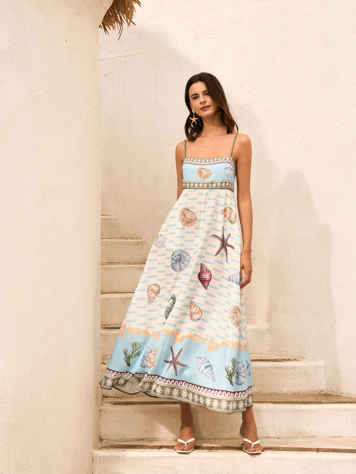Seashell Print Cami Dress With Pockets  Liora Lane Boutique Dresses
