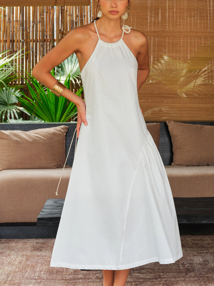 Macrame Back Halter Dress  Liora Lane Boutique Dresses