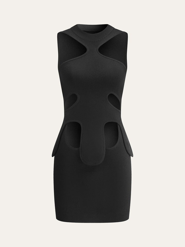 Cut-Out Halter Dress  Liora Lane Boutique Sweater Dresses Black / XL 45.00