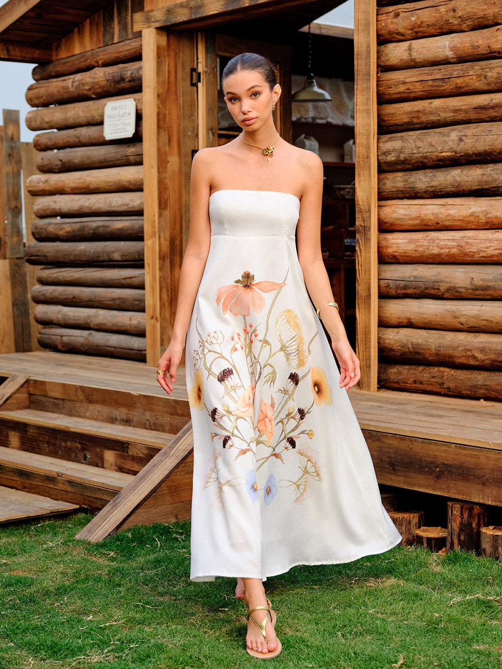 Strapless Floral Print Dress  Liora Lane Boutique Dresses