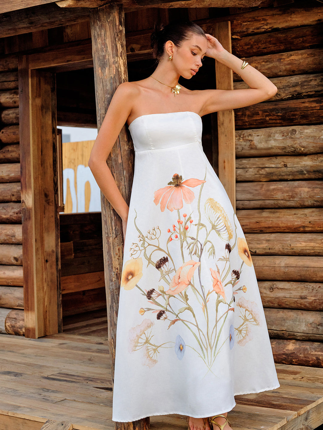 Strapless Floral Print Dress  Liora Lane Boutique Dresses