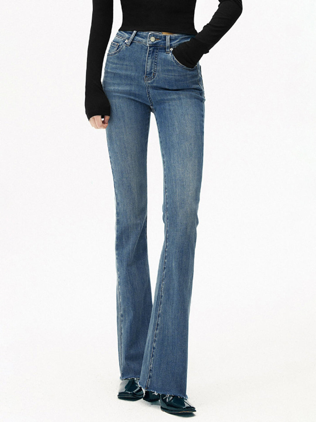 High-Waist Denim Bootcut Jeans  Liora Lane Boutique Jeans