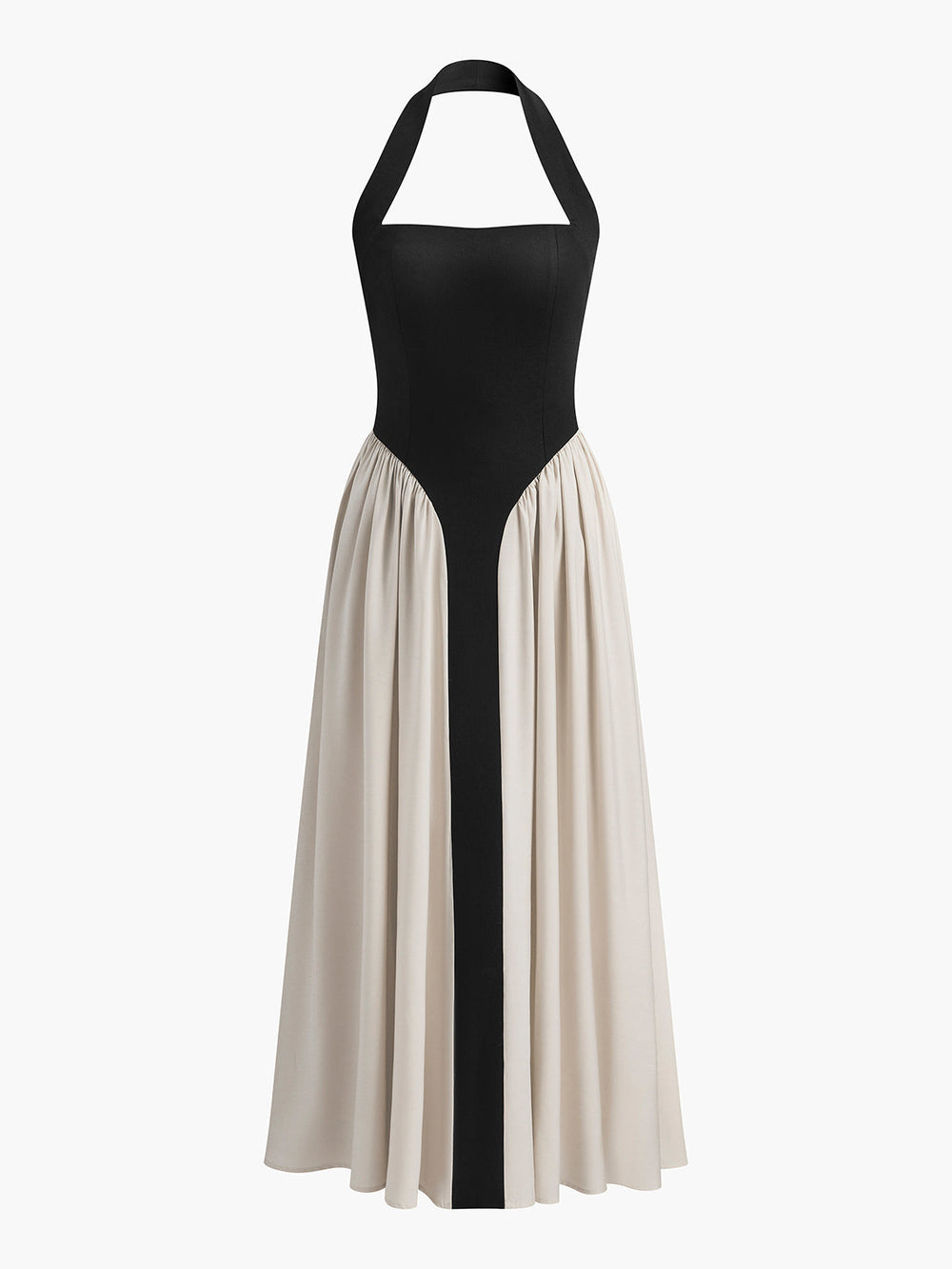 Color Block Halter Neck Linen Blend Dress  Liora Lane Boutique Dresses