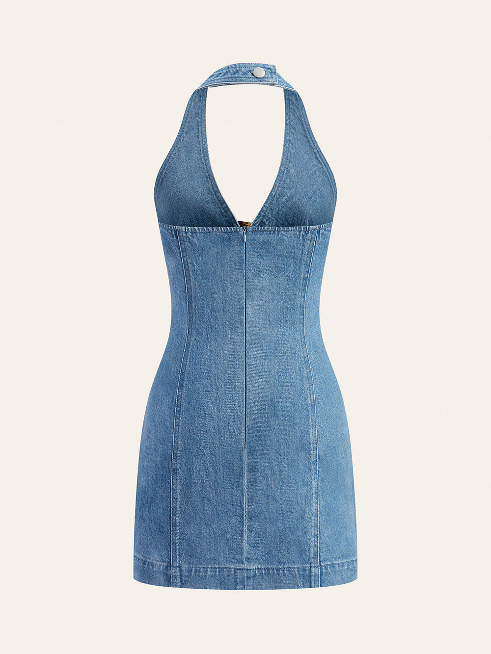 Halter Neck Buckle Detail Denim Dress  Liora Lane Boutique Dresses